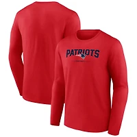 Men's  Red New England Patriots Team Lockup Long Sleeve T-Shirt