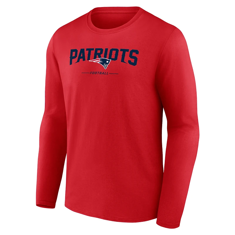 Men's  Red New England Patriots Team Lockup Long Sleeve T-Shirt