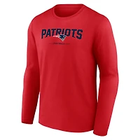 Men's  Red New England Patriots Team Lockup Long Sleeve T-Shirt