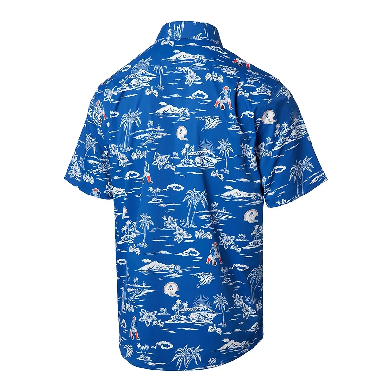 Men's Reyn Spooner Royal New England Patriots Throwback Kekai Print Button-Up Shirt