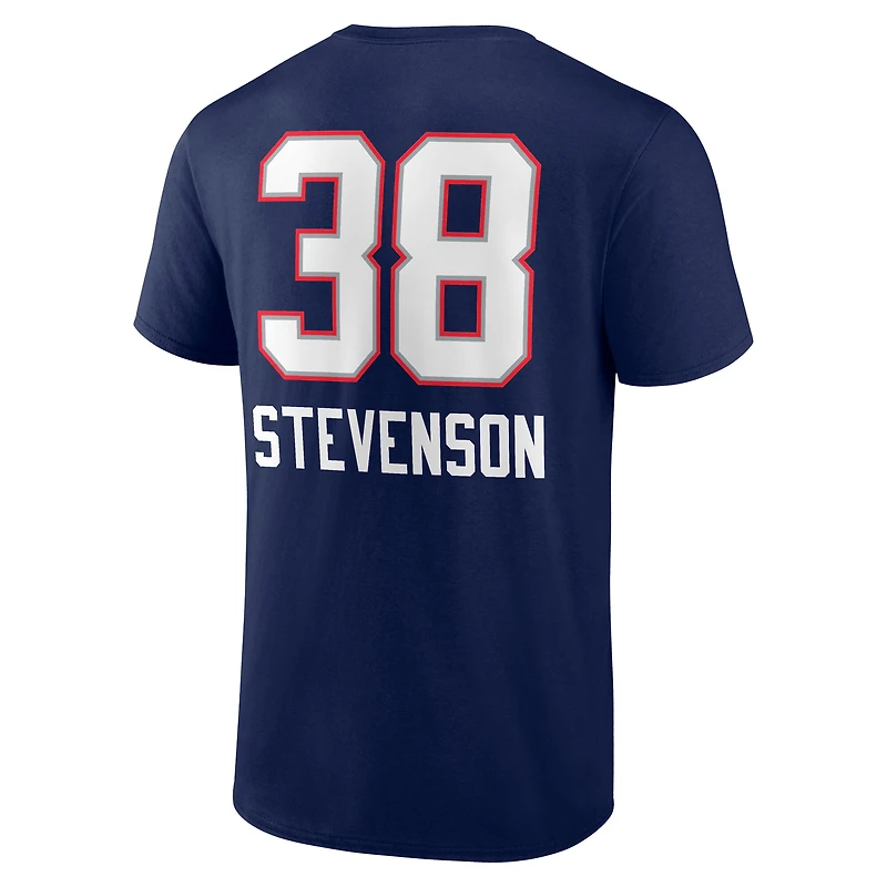 Men's Rhamondre Stevenson Navy New England Patriots Team Wordmark Name & Number T-Shirt