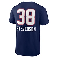 Men's Rhamondre Stevenson Navy New England Patriots Team Wordmark Name & Number T-Shirt