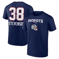 Men's Rhamondre Stevenson Navy New England Patriots Team Wordmark Name & Number T-Shirt