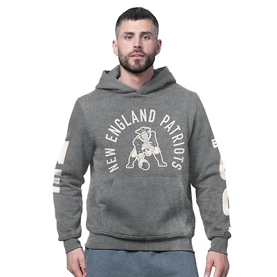 Men's Starter Charcoal New England Patriots Handoff Vintage Logo Fleece Hoodie Sweatshirt