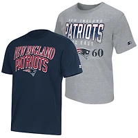Men's Starter  Navy/Gray New England Patriots Two-Pack Logo T-Shirt Set