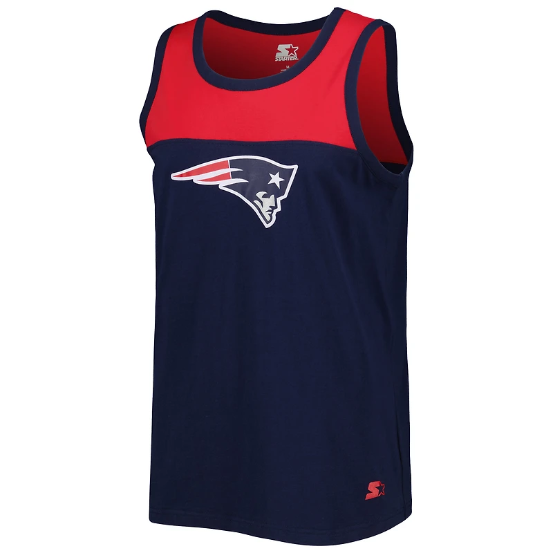 Men's Starter Navy/Red New England Patriots Logo Touchdown Fashion Tank Top