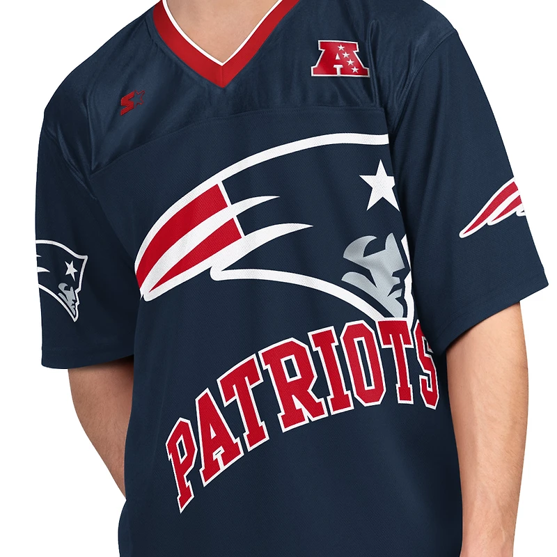 Lot de t-shirts à manches courtes et longues Starter pour homme, bleu marine blanc, New England Patriots