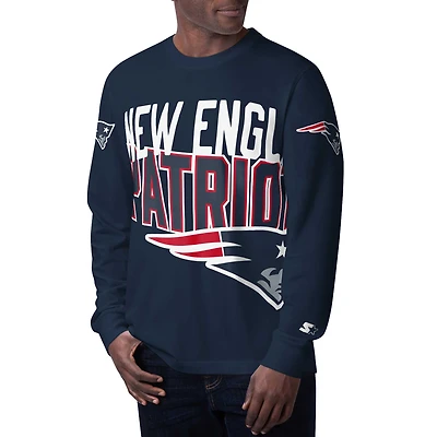 T-shirt à manches longues pour hommes Starter Blue New England Patriots Clutch Hit