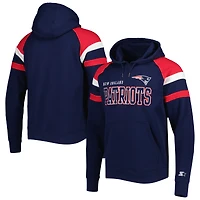 Chandail à capuchon enfiler raglan Starter des Patriots de la Nouvelle-Angleterre pour homme, bleu marine