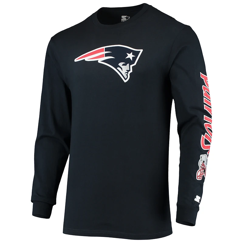 T-shirt à manches longues pour homme Starter Navy Patriots de la Nouvelle-Angleterre mi-temps