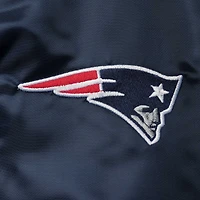 Veste Starter Navy New England Patriots Locker Room Satin Varsity Full-Snap pour homme