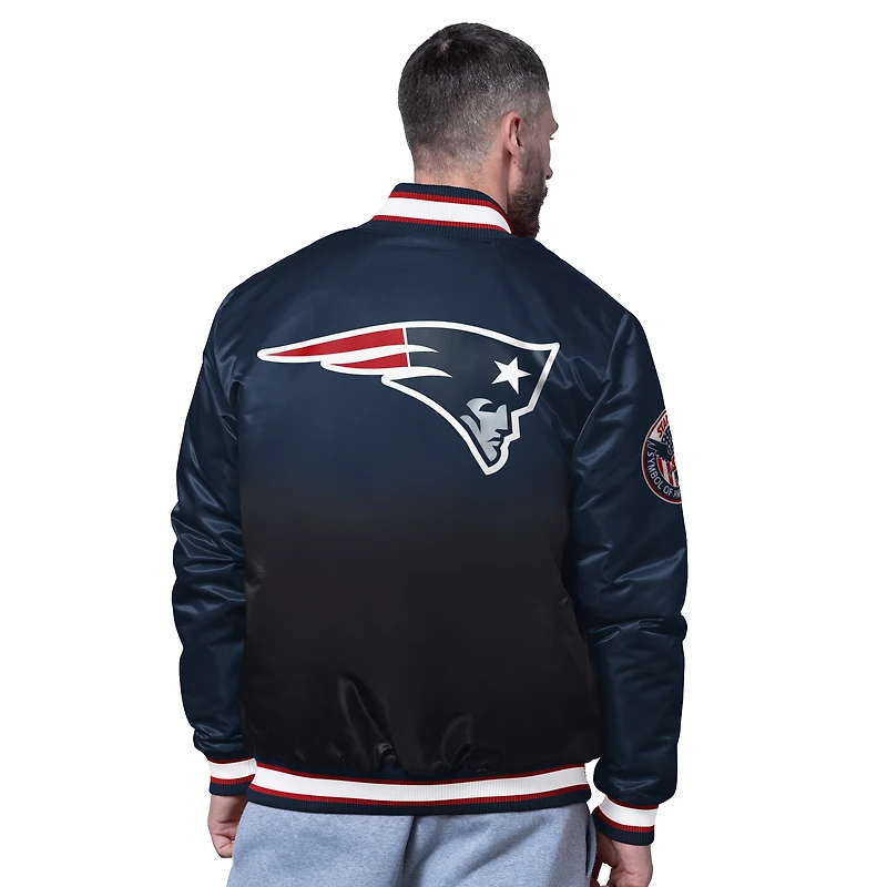 Men's Starter Navy New England Patriots Pass Rush Varsity Full-Snap Jacket