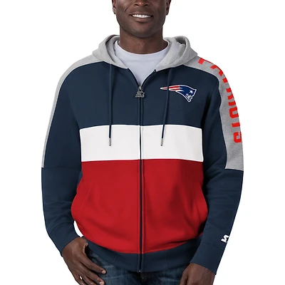 Men's Starter Navy New England Patriots Playoff - Hoodie Full-Zip Jacket