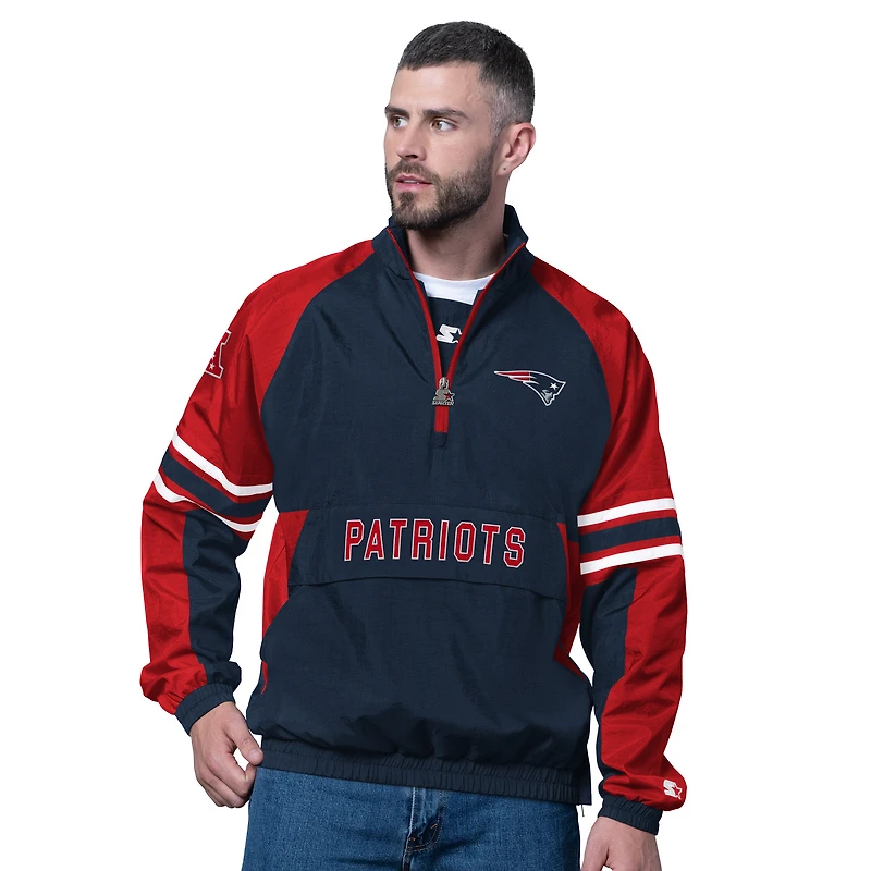Pull demi-zippé bleu marine pour homme des New England Patriots