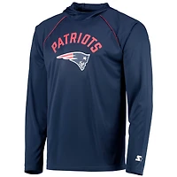 T-shirt à capuche manches longues raglan Starter des Patriots de la Nouvelle-Angleterre bleu marine pour homme