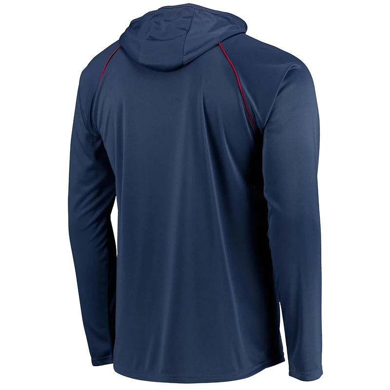 T-shirt à capuche manches longues raglan Starter des Patriots de la Nouvelle-Angleterre bleu marine pour homme