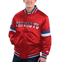 Veste universitaire à bouton-pression en satin pour hommes Starter Red New England Patriots Gridiron Classics Home Game
