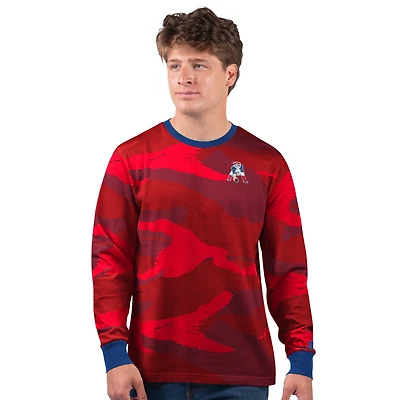 T-shirt à manches longues rouge pour homme avec logo vintage du jeudi soir des New England Patriots
