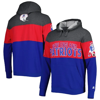 Sweat à capuche Starter Royal/Heather Charcoal New England Patriots Extreme Vintage Logos pour homme