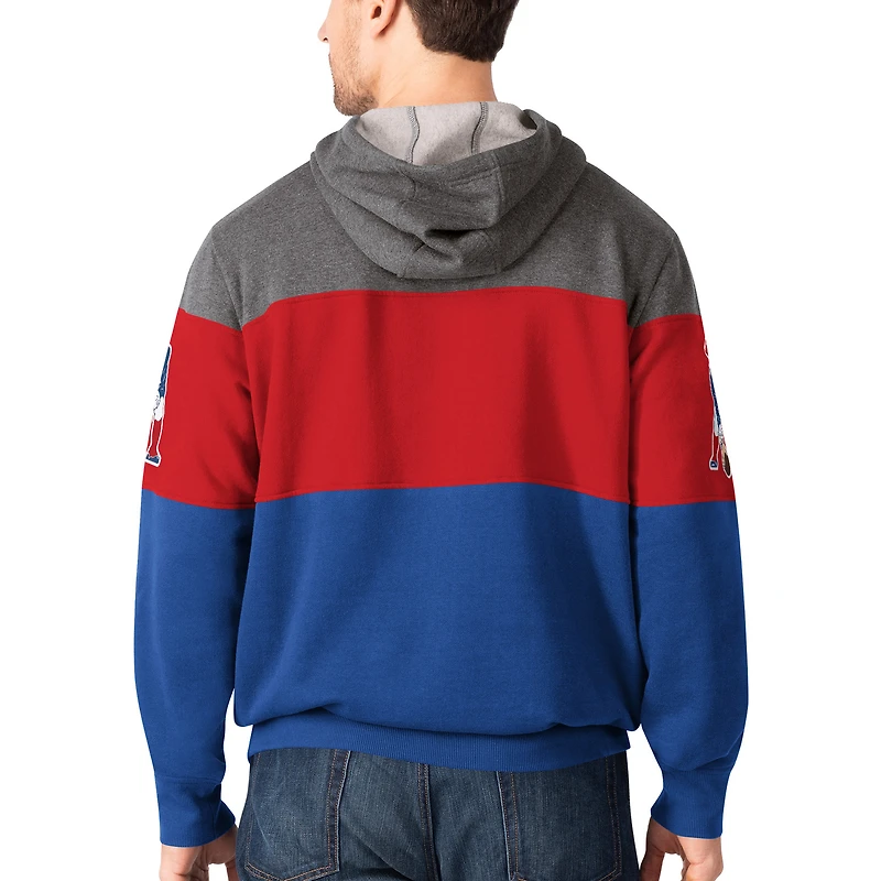 Men's Starter Royal New England Patriots Extreme Fireballer Throwback - Pullover Hoodie
