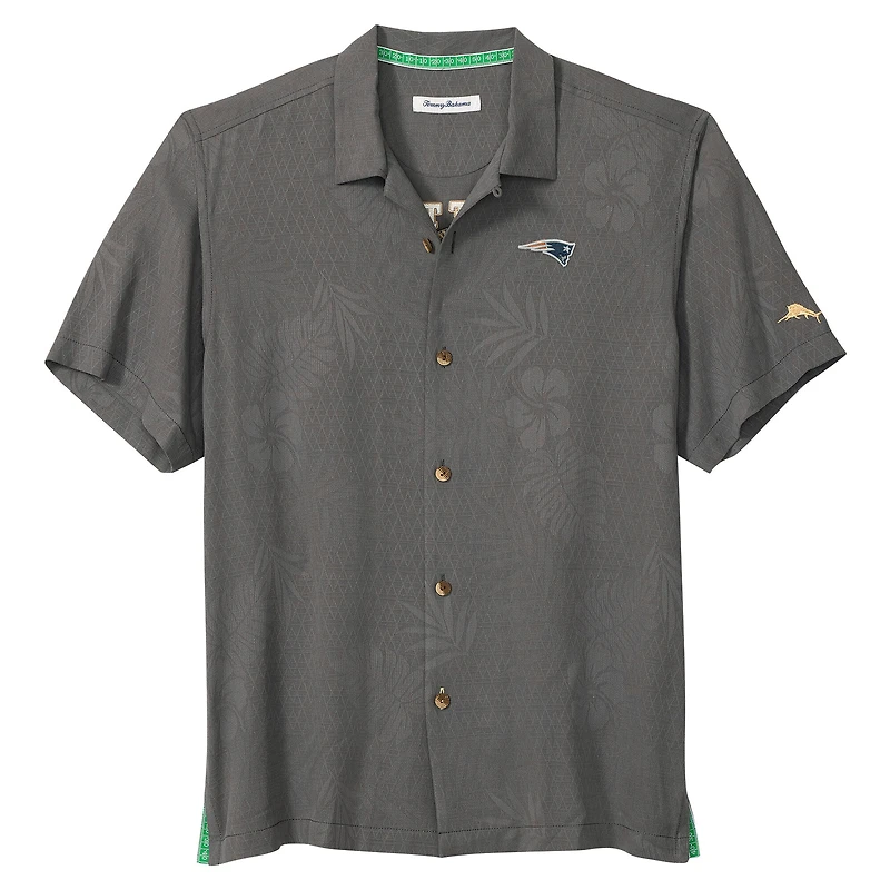 Men's Tommy Bahama  Gray New England Patriots Catch of the Day IslandZone Button-Up Shirt