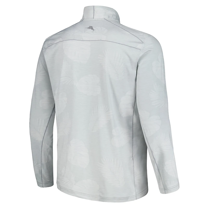 Men's Tommy Bahama Gray New England Patriots Delray Frond IslandZone Half-Zip Sweatshirt