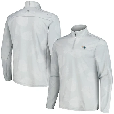 Men's Tommy Bahama Gray New England Patriots Delray Frond IslandZone Half-Zip Sweatshirt