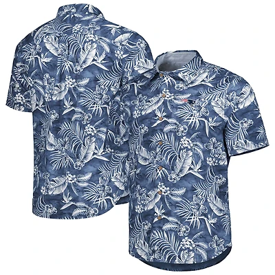 Chemise Tommy Bahama bleu marine New England Patriots Aqua Lush entièrement boutonnée pour homme