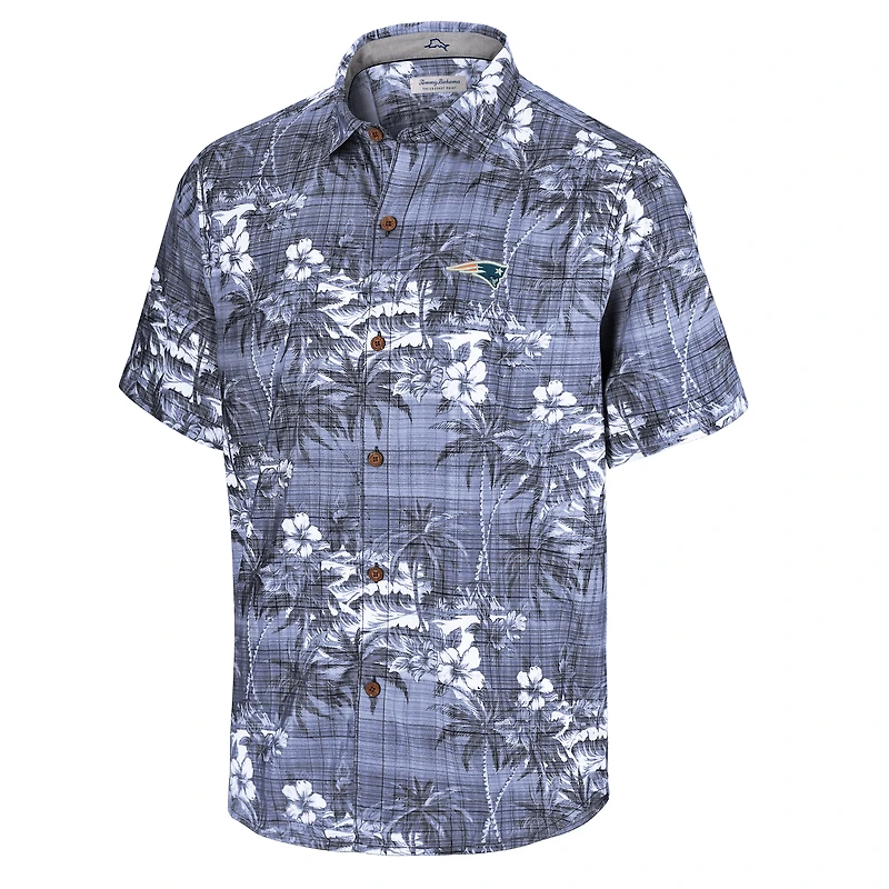 Men's Tommy Bahama Navy New England Patriots Coconut Point Isla Palmetta Camp Button-Up Shirt