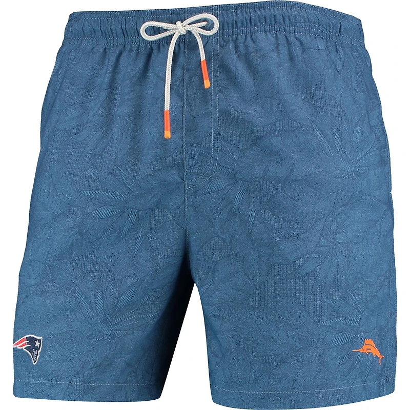 Men's Tommy Bahama Navy New England Patriots Naples Layered Leaves Swim Trunks
