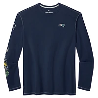 Men's Tommy Bahama Navy New England Patriots Oasis Endzone Lux Long Sleeve T-Shirt