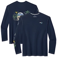 Men's Tommy Bahama Navy New England Patriots Oasis Endzone Lux Long Sleeve T-Shirt