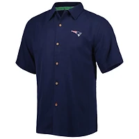 Chemise boutonnée Top of Your Game Camp des Patriots de la Nouvelle-Angleterre Tommy Bahama pour homme, bleu marine