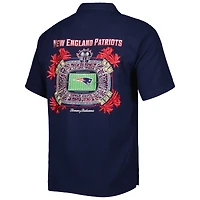 Chemise boutonnée Top of Your Game Camp des Patriots de la Nouvelle-Angleterre Tommy Bahama pour homme, bleu marine