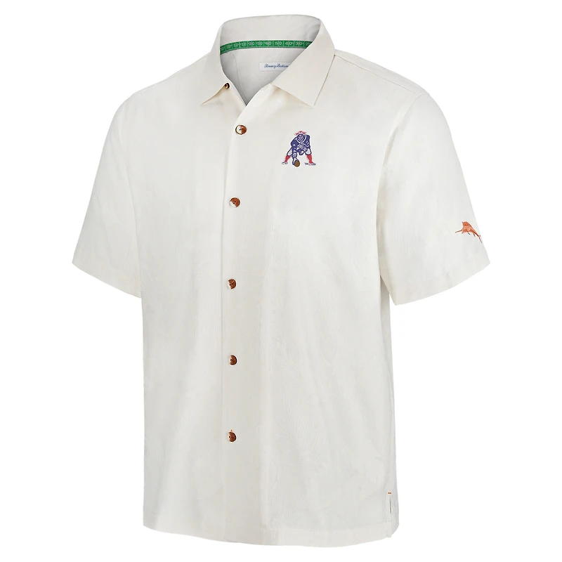 Men's Tommy Bahama White New England Patriots Coconut Matchup Camp Throwback Button-Up Shirt