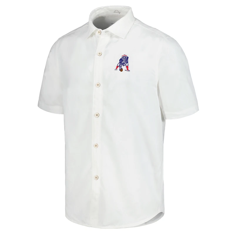 Chemise de camp boutonnée Tommy Bahama pour hommes, New England Patriots Sport Coconut Point Palm Vista IslandZone
