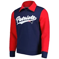 Sweat Tommy Hilfiger bleu marine/rouge New England Patriots Aiden Quarter-Zip pour homme