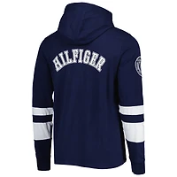 Men's Tommy Hilfiger Navy/White New England Patriots Alex Long Sleeve Hoodie T-Shirt