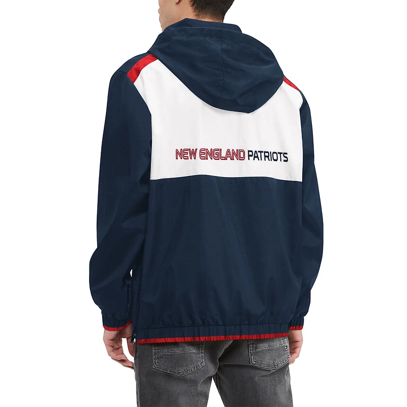 Haut à capuche demi-zip Tommy Hilfiger pour hommes bleu marine/blanc New England Patriots Carter