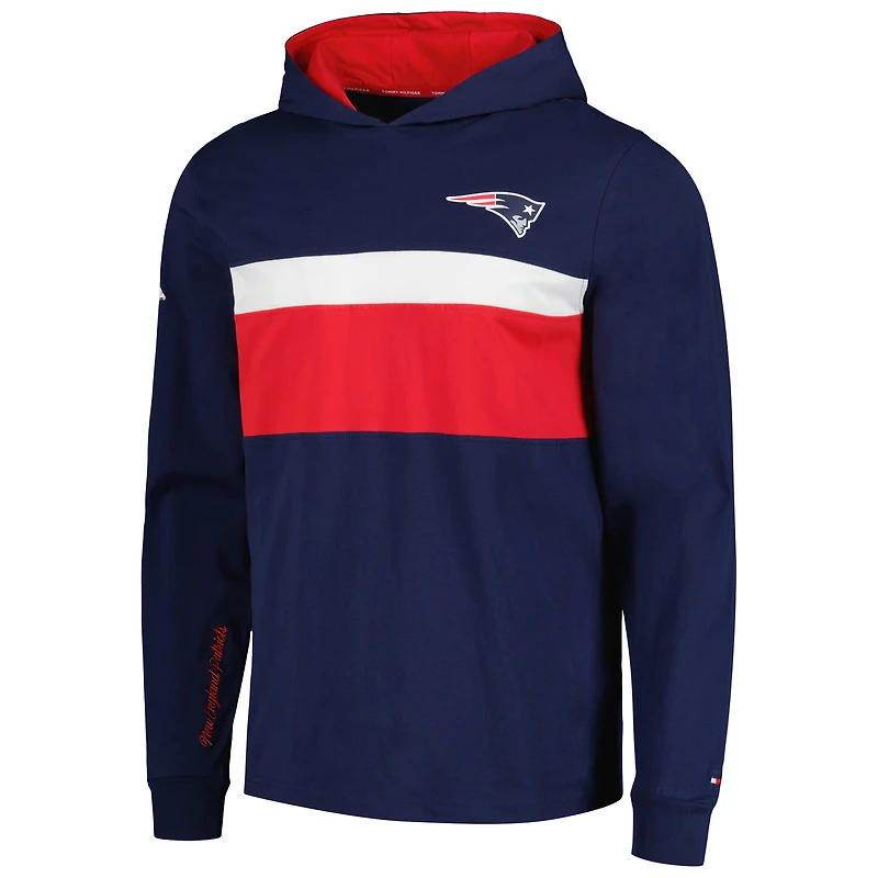 T-shirt à capuche manches longues Tommy Hilfiger bleu marine New England Patriots Morgan pour hommes