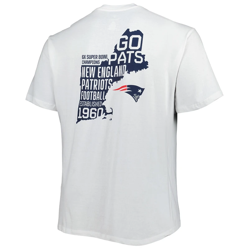 Men's White New England Patriots Big & Tall Hometown Collection Hot Shot T-Shirt