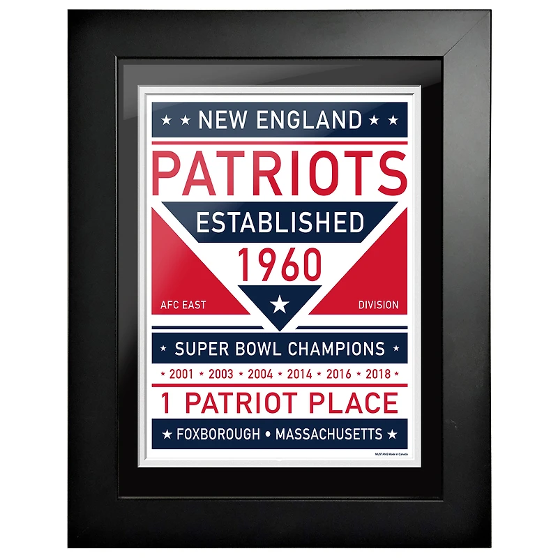 Patriots de la Nouvelle-Angleterre - Oeuvre d'art encadrée double ton de l'équipe 12'' x 16''