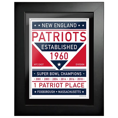 Patriots de la Nouvelle-Angleterre - Oeuvre d'art encadrée double ton de l'équipe 12'' x 16''
