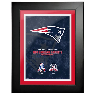 New England Patriots - 18'' x 24'' Logos to History Art encadré