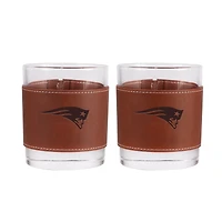 Lot de 2 verres à whisky New England Patriots de 12 oz avec emballage en cuir
