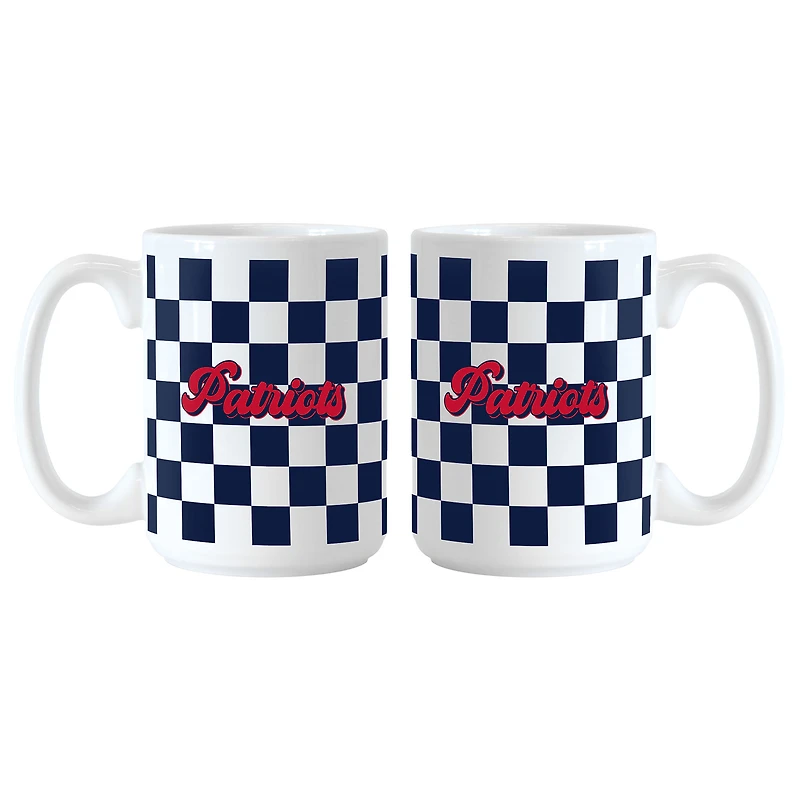 Lot de 2 tasses à logo à carreaux de 15 oz des Patriots de la Nouvelle-Angleterre