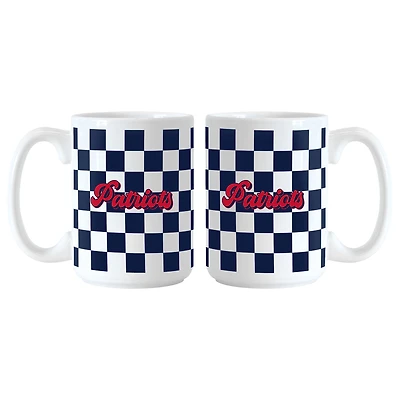 Lot de 2 tasses à logo à carreaux de 15 oz des Patriots de la Nouvelle-Angleterre