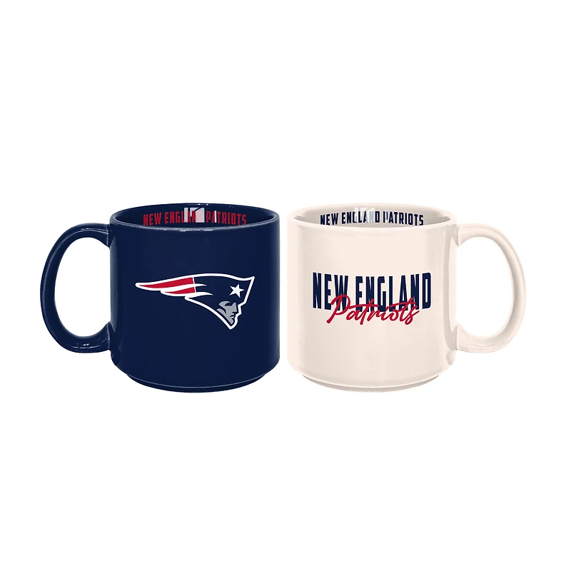 Lot de 2 tasses empilables de 15 oz des Patriots de la Nouvelle-Angleterre