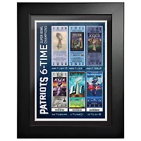 Billet pour l'histoire encadrée des Patriots de la Nouvelle-Angleterre 6 fois champions du Super Bowl 12'' x 16''