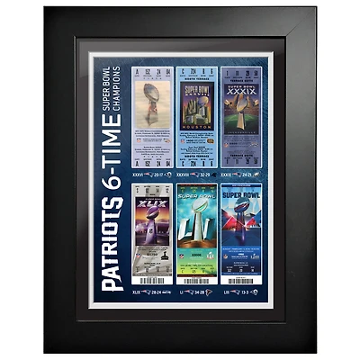 New England Patriots 6-Time Super Bowl Champions 12'' x 16'' Ticket to History Framed Artwork